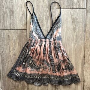 Foley and Corinna Paisley Print Spaghetti Strap silk top small